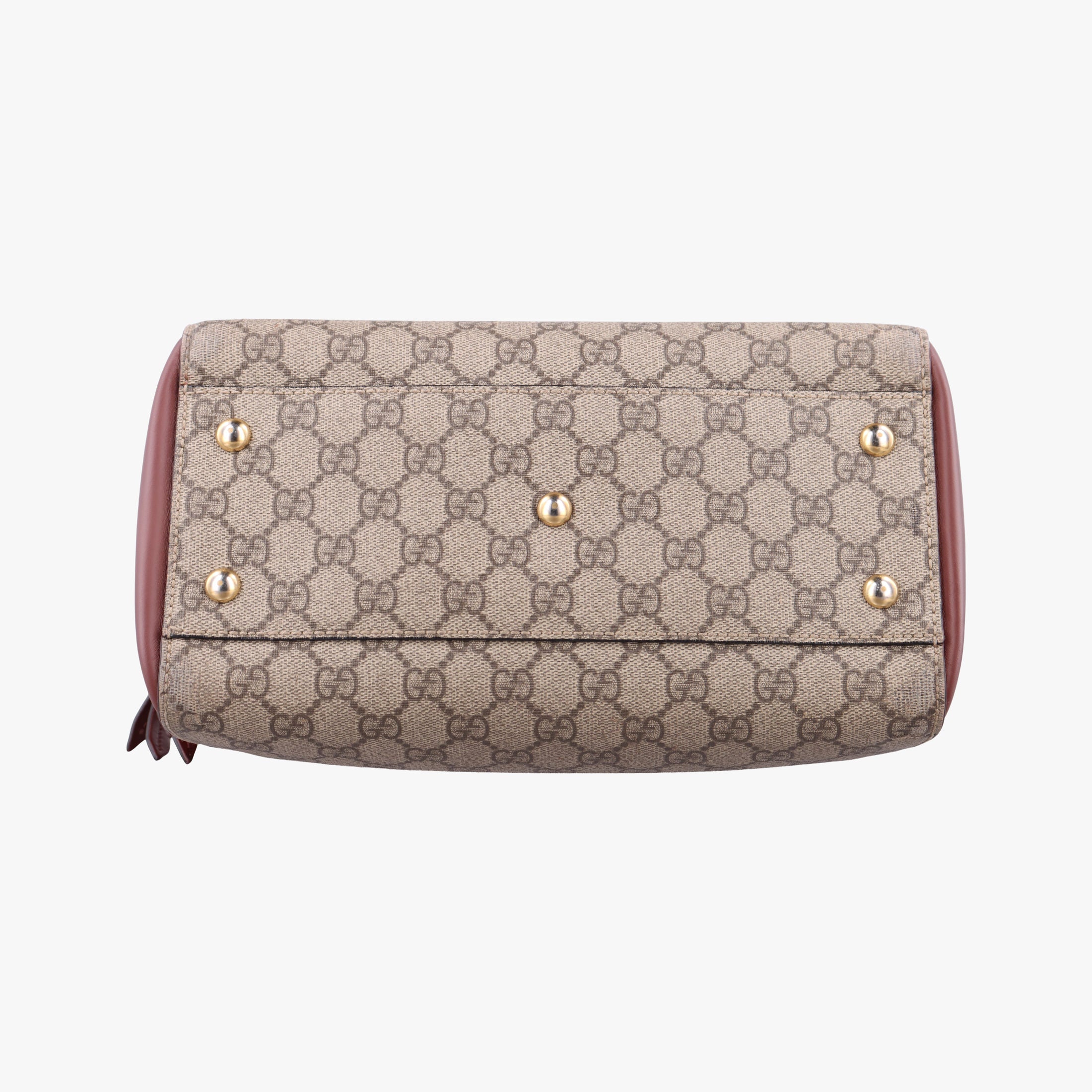 Pre-owned Gucci GG SUPREME beige×brown PVC coated canvas×Leather 409529 handbag | stylenewstar