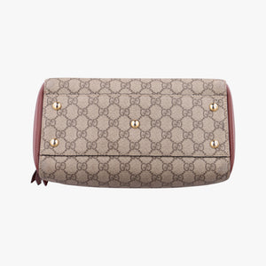 Pre-owned Gucci GG SUPREME beige×brown PVC coated canvas×Leather 409529 handbag | stylenewstar