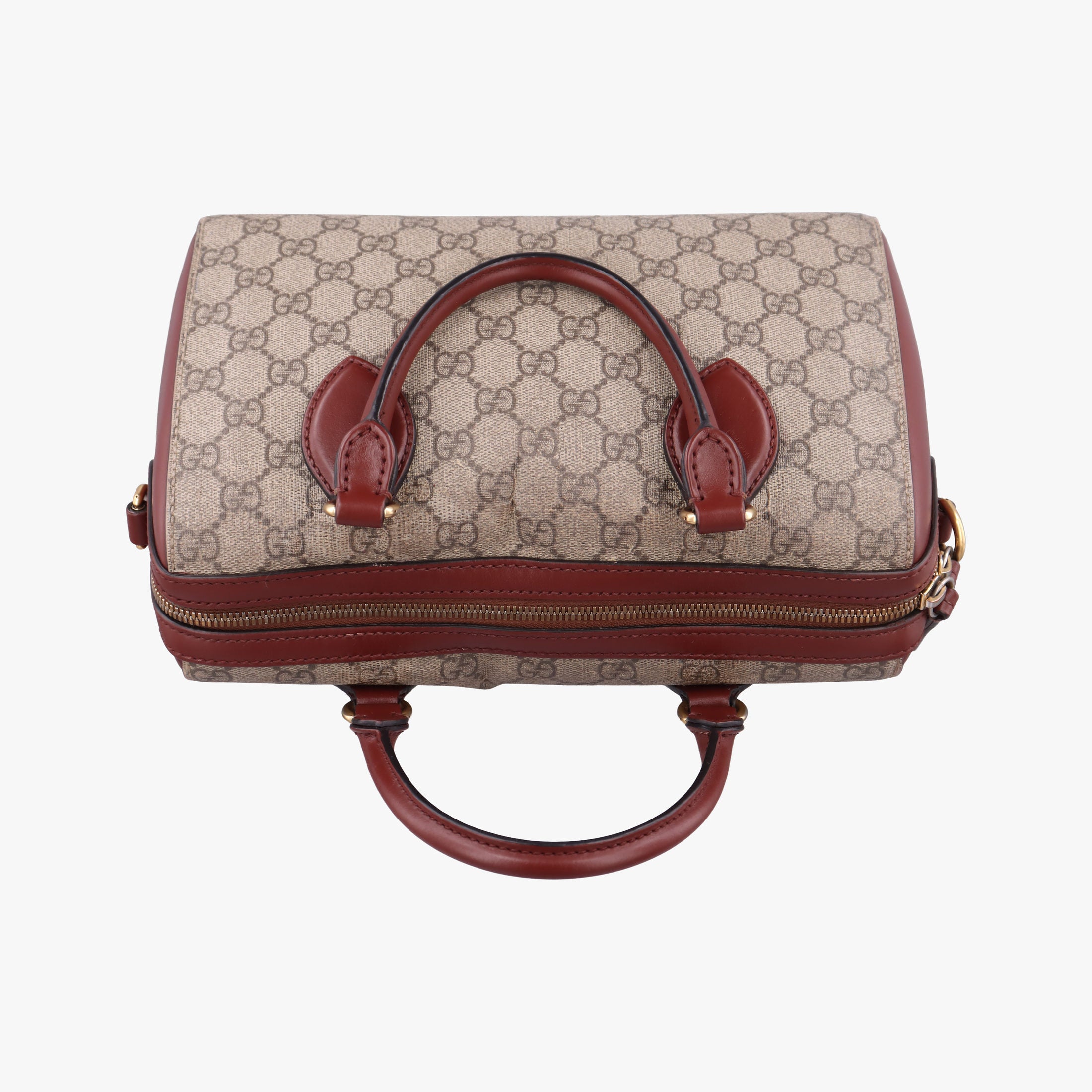 Pre-owned Gucci GG SUPREME beige×brown PVC coated canvas×Leather 409529 handbag | stylenewstar