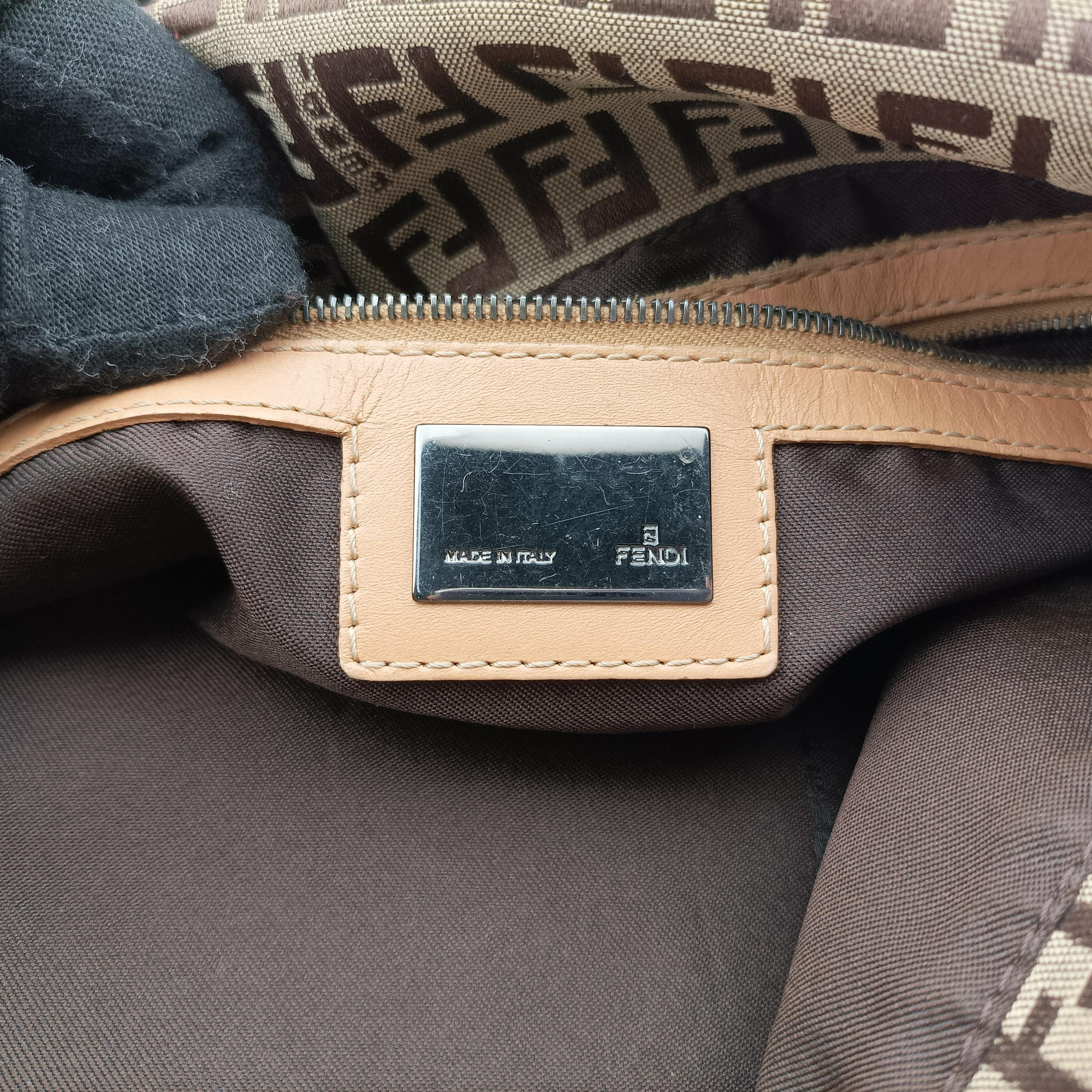 Secondhand Fendi Mamma Bucket Zucchino Brown× Beige canvas× Leather 8BR001 handbag | stylenewstar