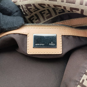 Secondhand Fendi Mamma Bucket Zucchino Brown× Beige canvas× Leather 8BR001 handbag | stylenewstar