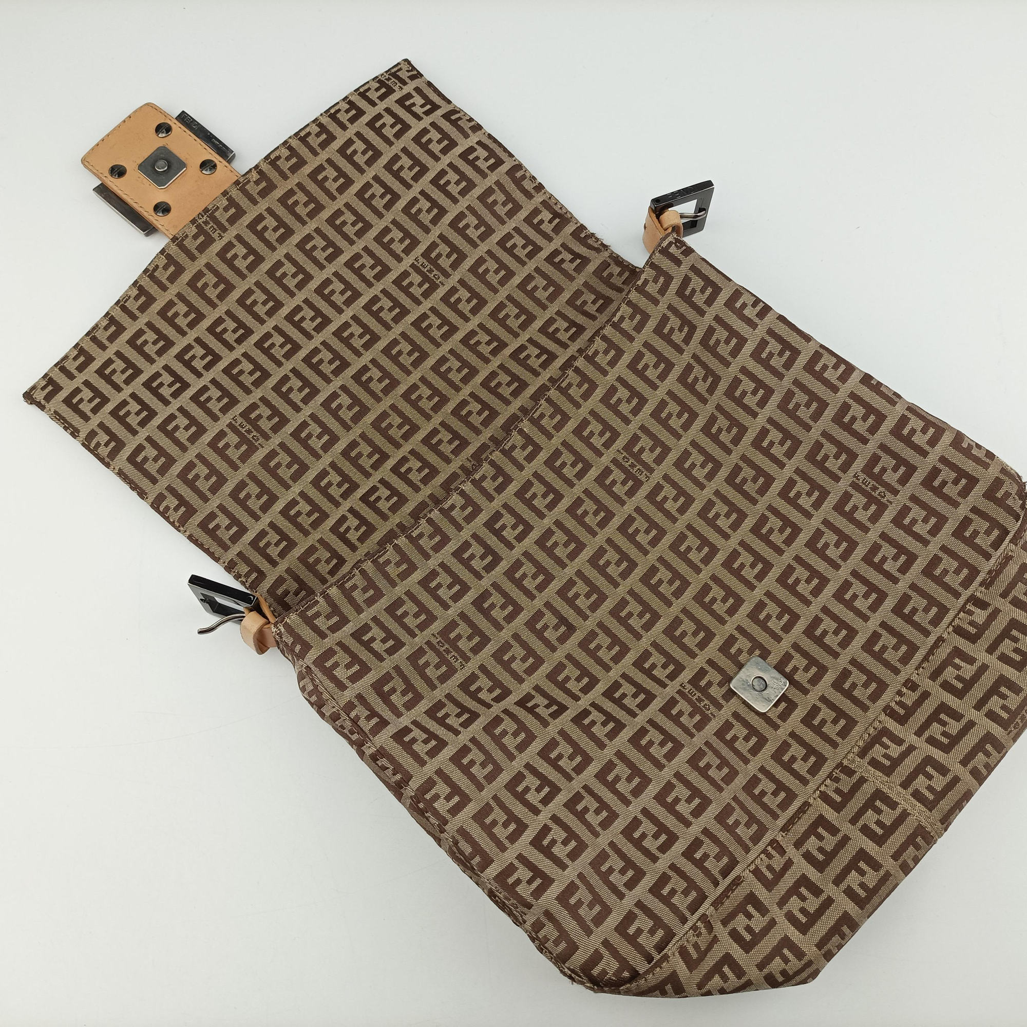 Secondhand Fendi Mamma Bucket Zucchino Brown× Beige canvas× Leather 8BR001 handbag | stylenewstar
