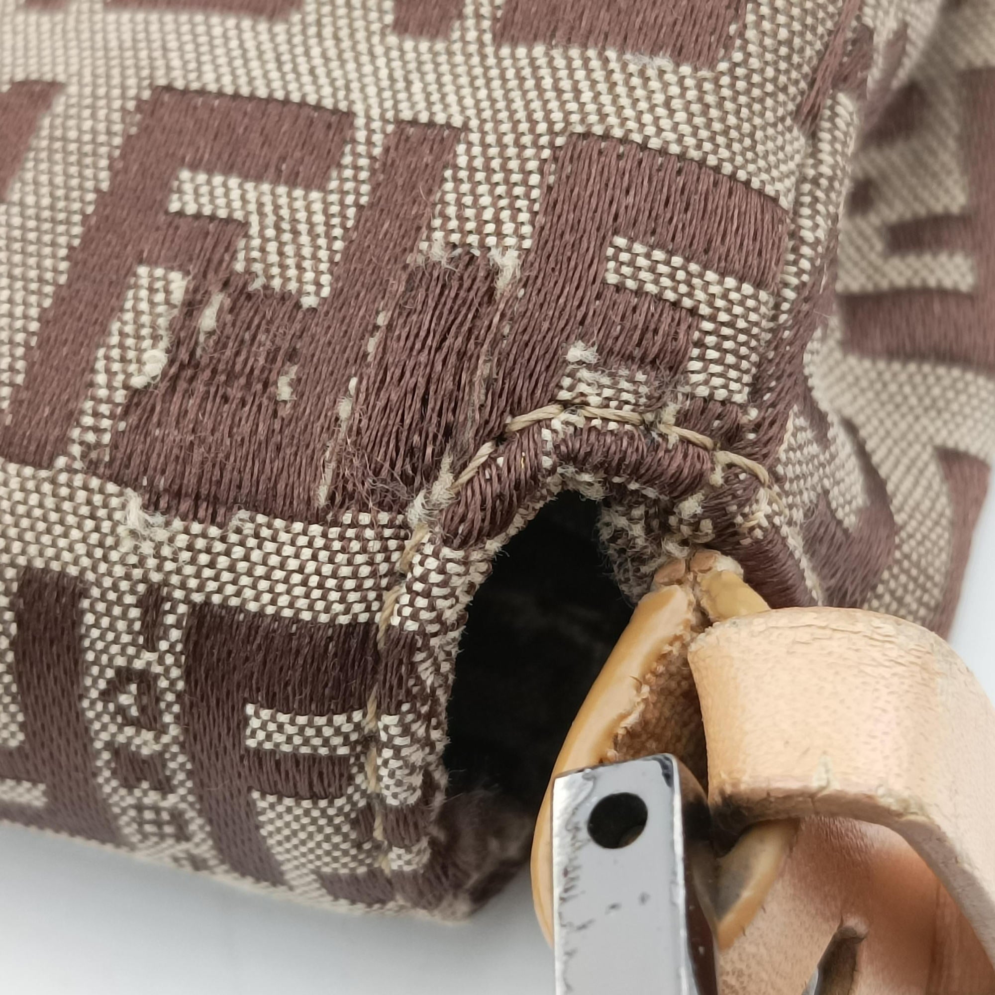 Secondhand Fendi Mamma Bucket Zucchino Brown× Beige canvas× Leather 8BR001 handbag | stylenewstar