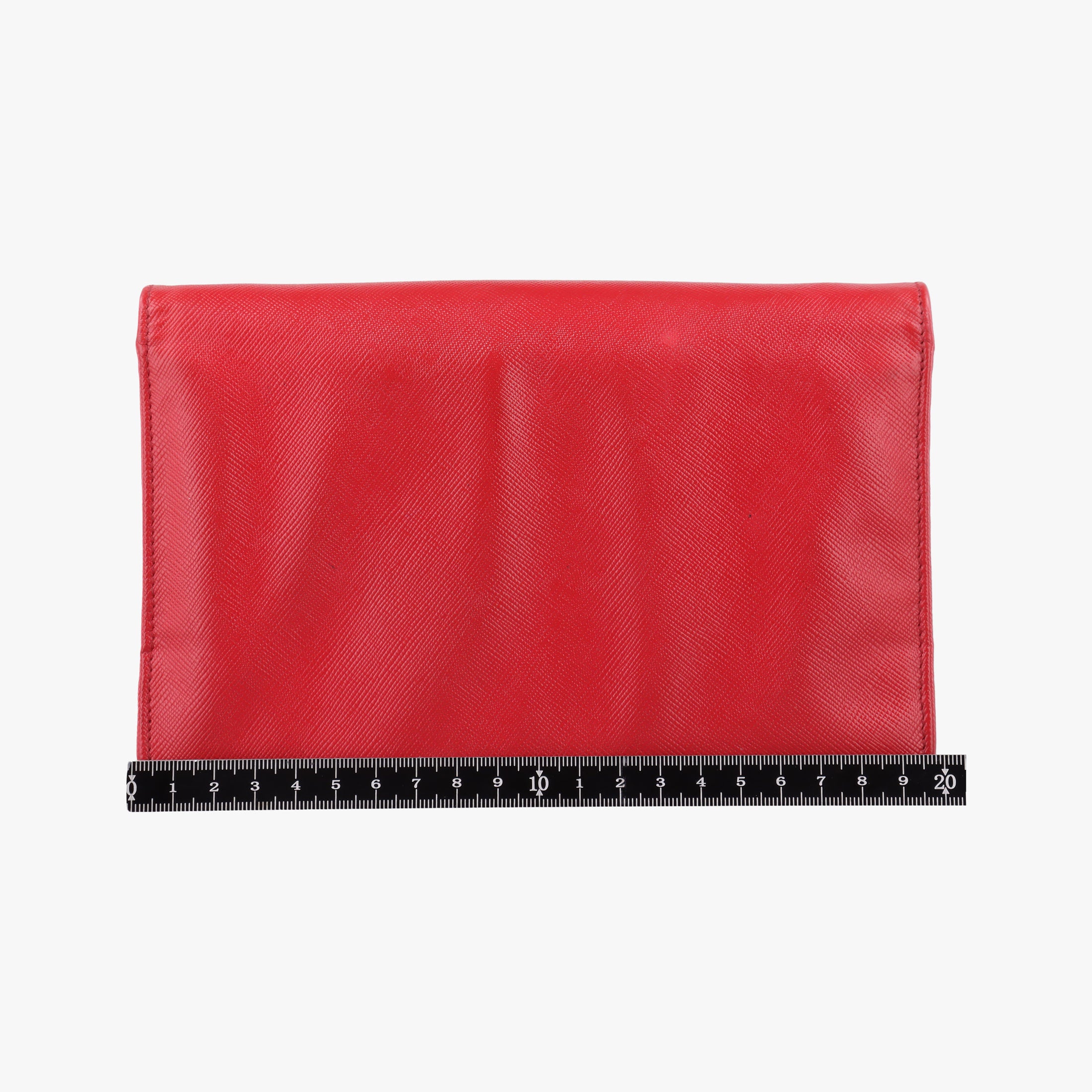 Pre-owned Prada Metal Wallet on Chain Cornflower Clutch Red Saffiano Leather 1MT290 shoulderbag | stylenewstar