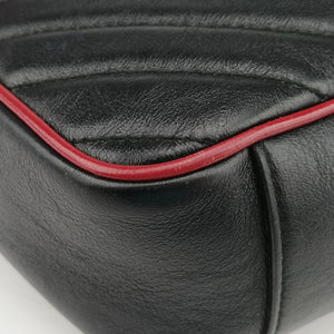 Pre-owned Gucci GG Marmont Black×red Leather 443497 shoulderbag | stylenewstar