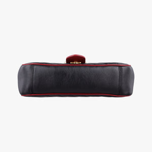 Pre-owned Gucci GG Marmont Black×red Leather 443497 shoulderbag | stylenewstar