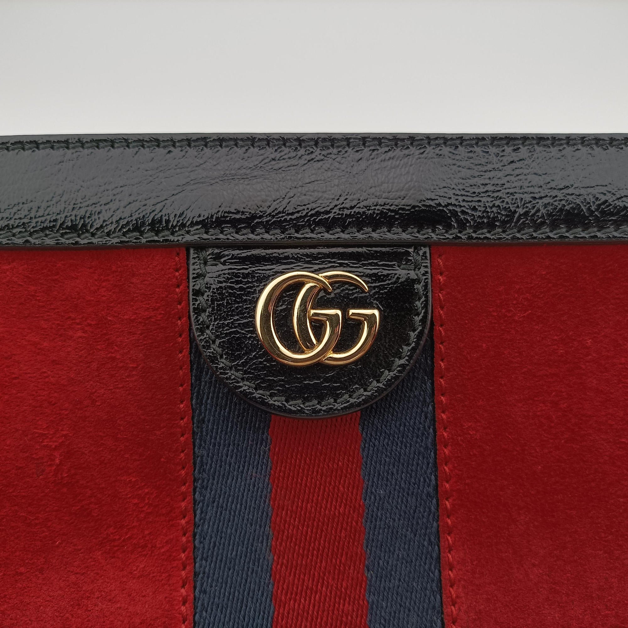 Secondhand Gucci Ophidia Red×Black Suede×leather 503877 shoulderbag | stylenewstar