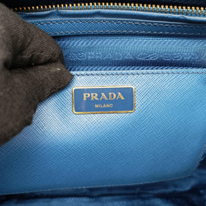 Pre-owned Prada Galleria Blue SAFFIANO Leather BN1801 handbag | stylenewstar