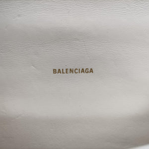 Pre-owned Balenciaga Hourglass mini White leather  shoulderbag | stylenewstar