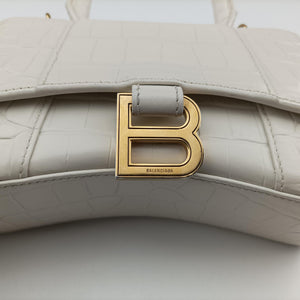 Pre-owned Balenciaga Hourglass mini White leather  shoulderbag | stylenewstar