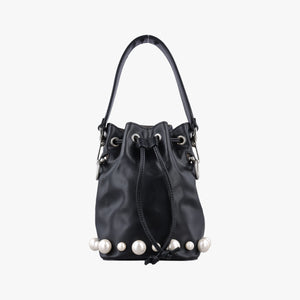 Pre-owned Fendi Mon Tresor Mini Bucket Black Leather 8BS010 handbag | stylenewstar