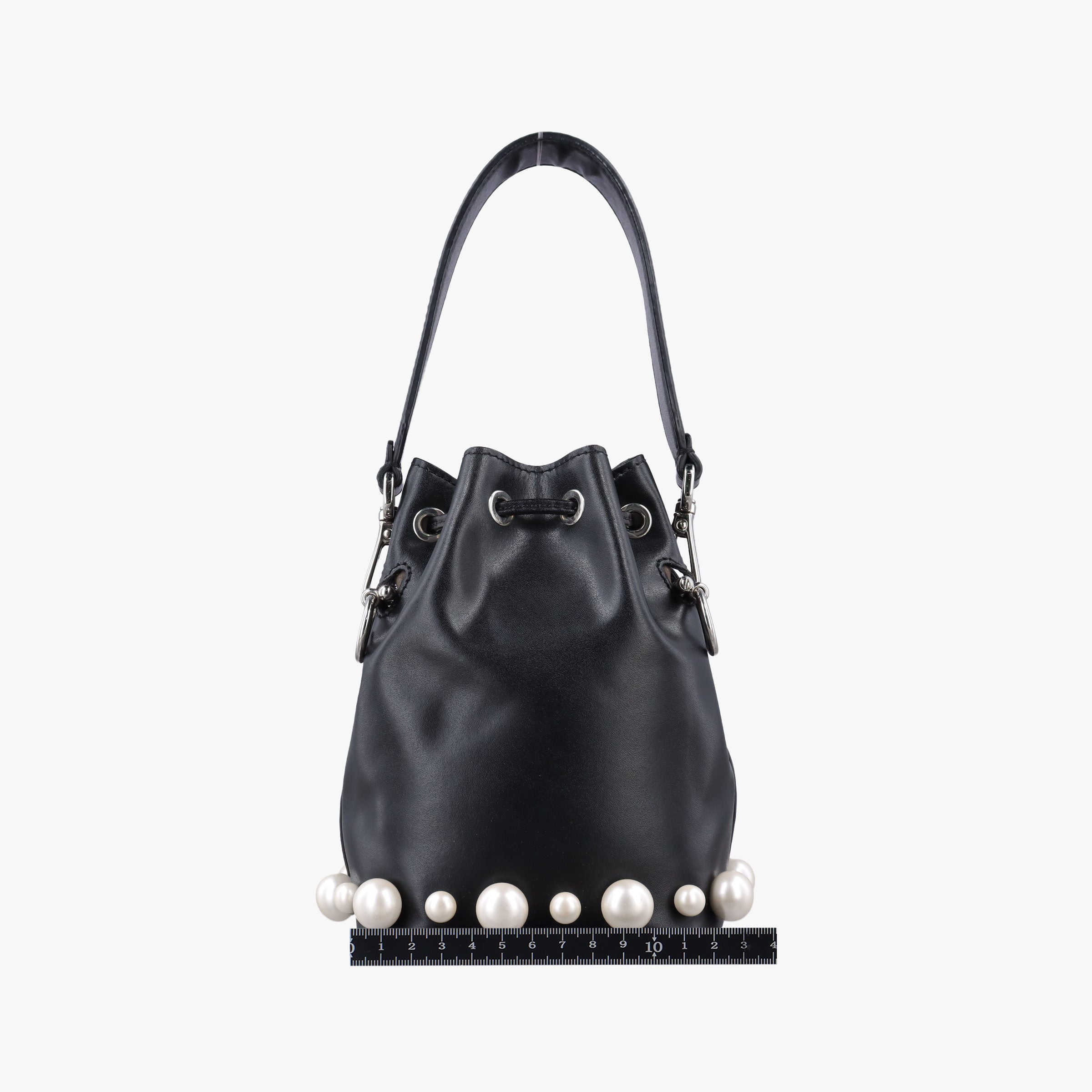 Pre-owned Fendi Mon Tresor Mini Bucket Black Leather 8BS010 handbag | stylenewstar