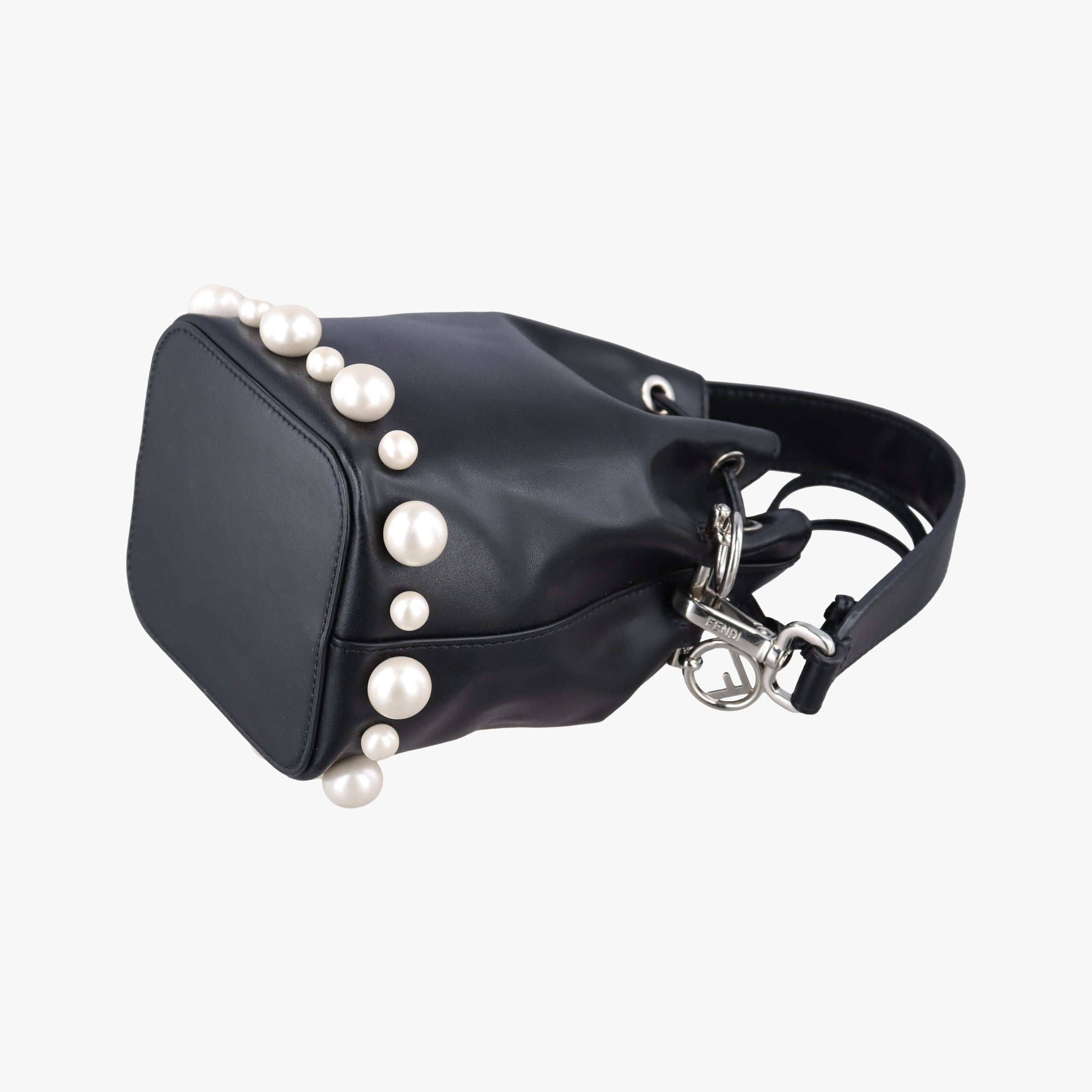 Pre-owned Fendi Mon Tresor Mini Bucket Black Leather 8BS010 handbag | stylenewstar