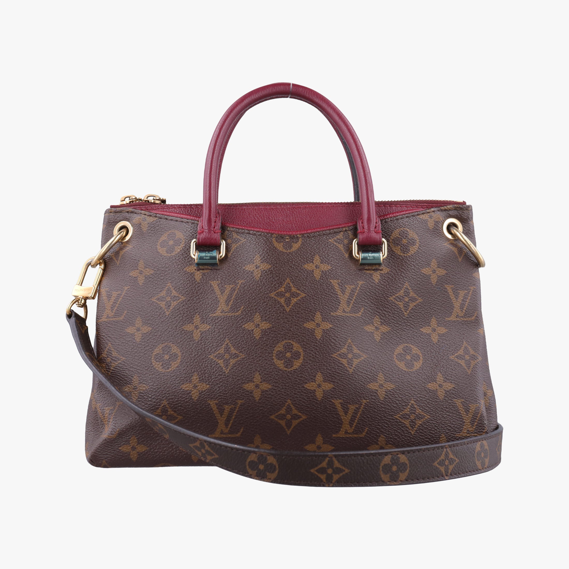 Vintage Louis Vuitton PALLAS brown×CERISE Monogram Canvas×calf leather M41175 shoulderbag | stylenewstar