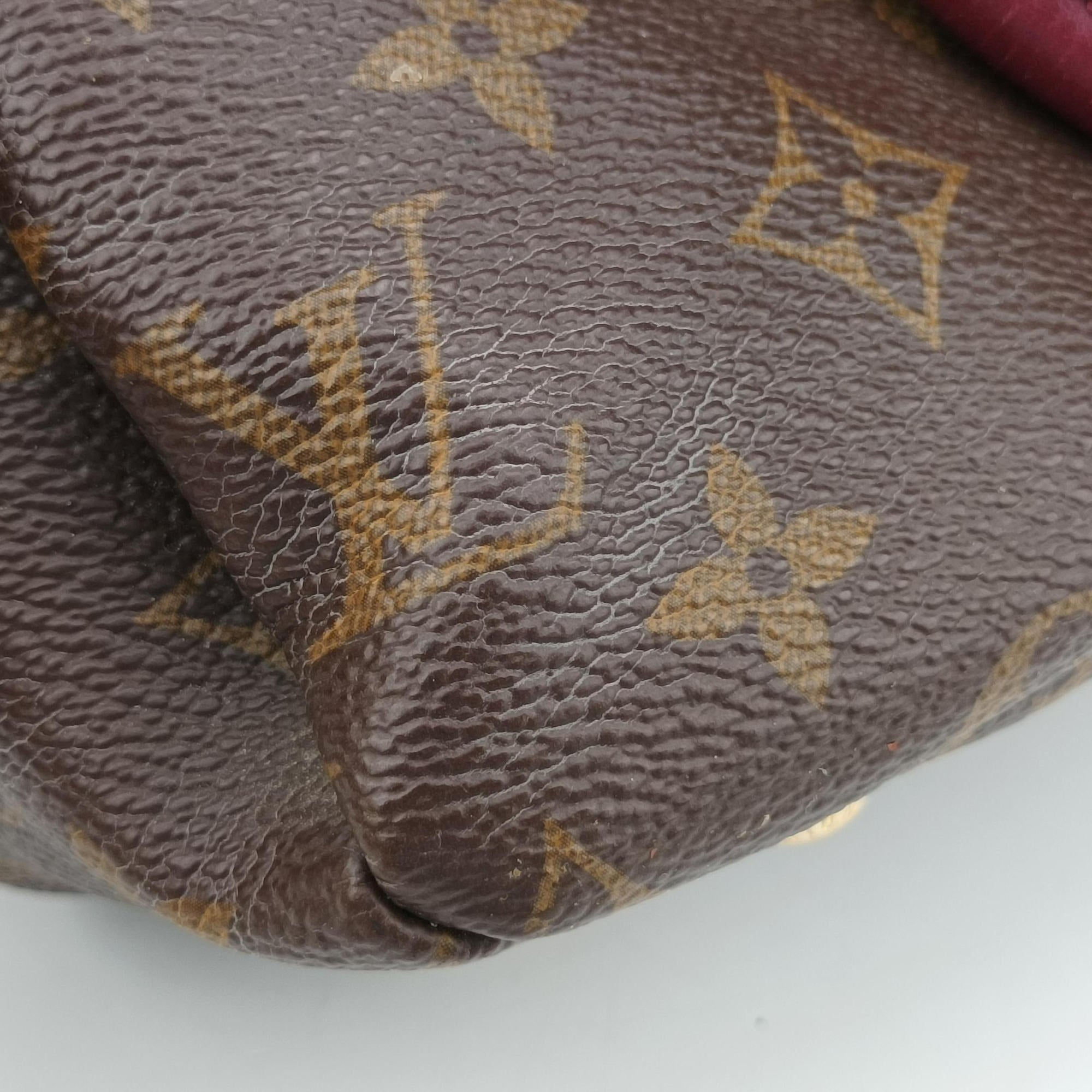 Vintage Louis Vuitton PALLAS brown×CERISE Monogram Canvas×calf leather M41175 shoulderbag | stylenewstar
