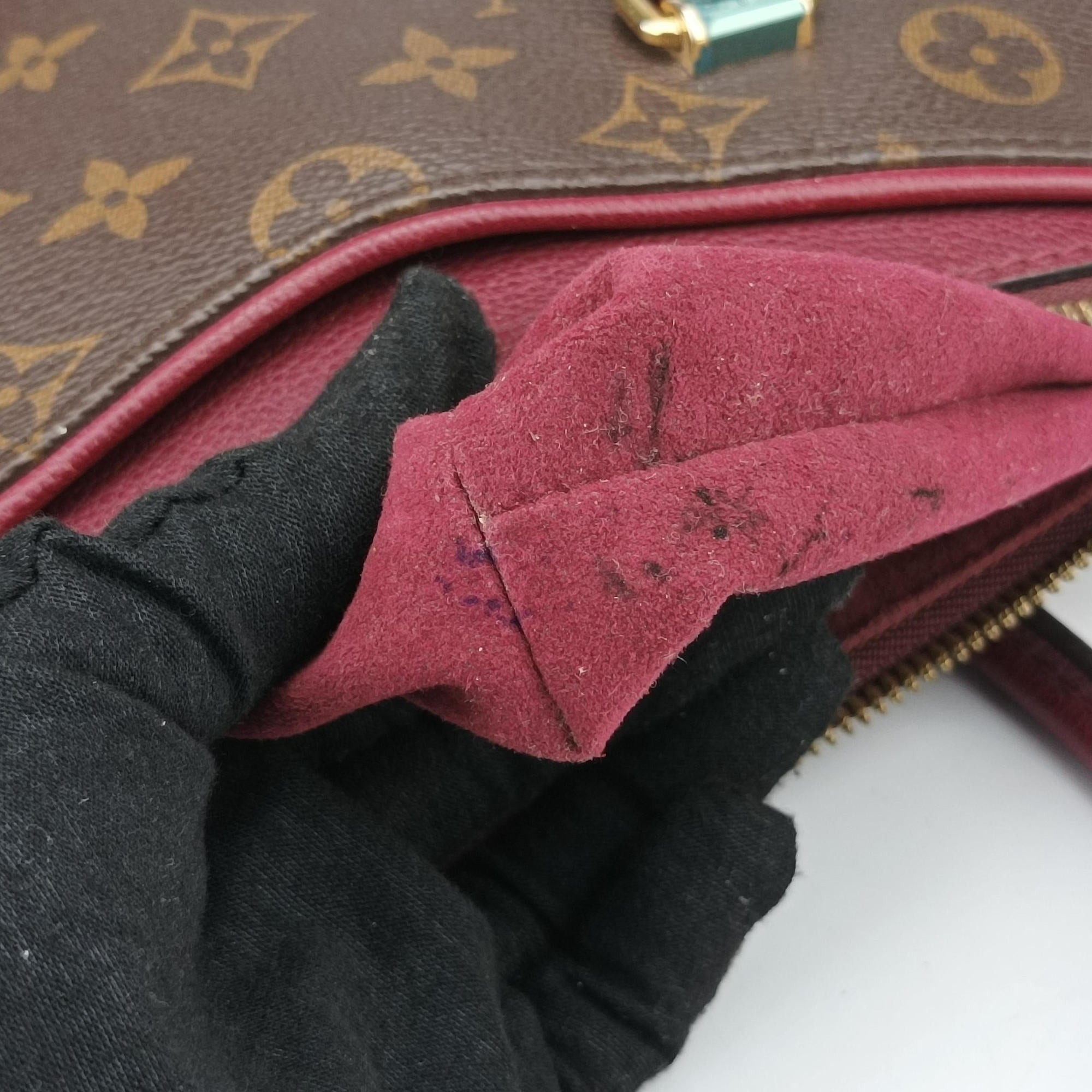 Vintage Louis Vuitton PALLAS brown×CERISE Monogram Canvas×calf leather M41175 shoulderbag | stylenewstar