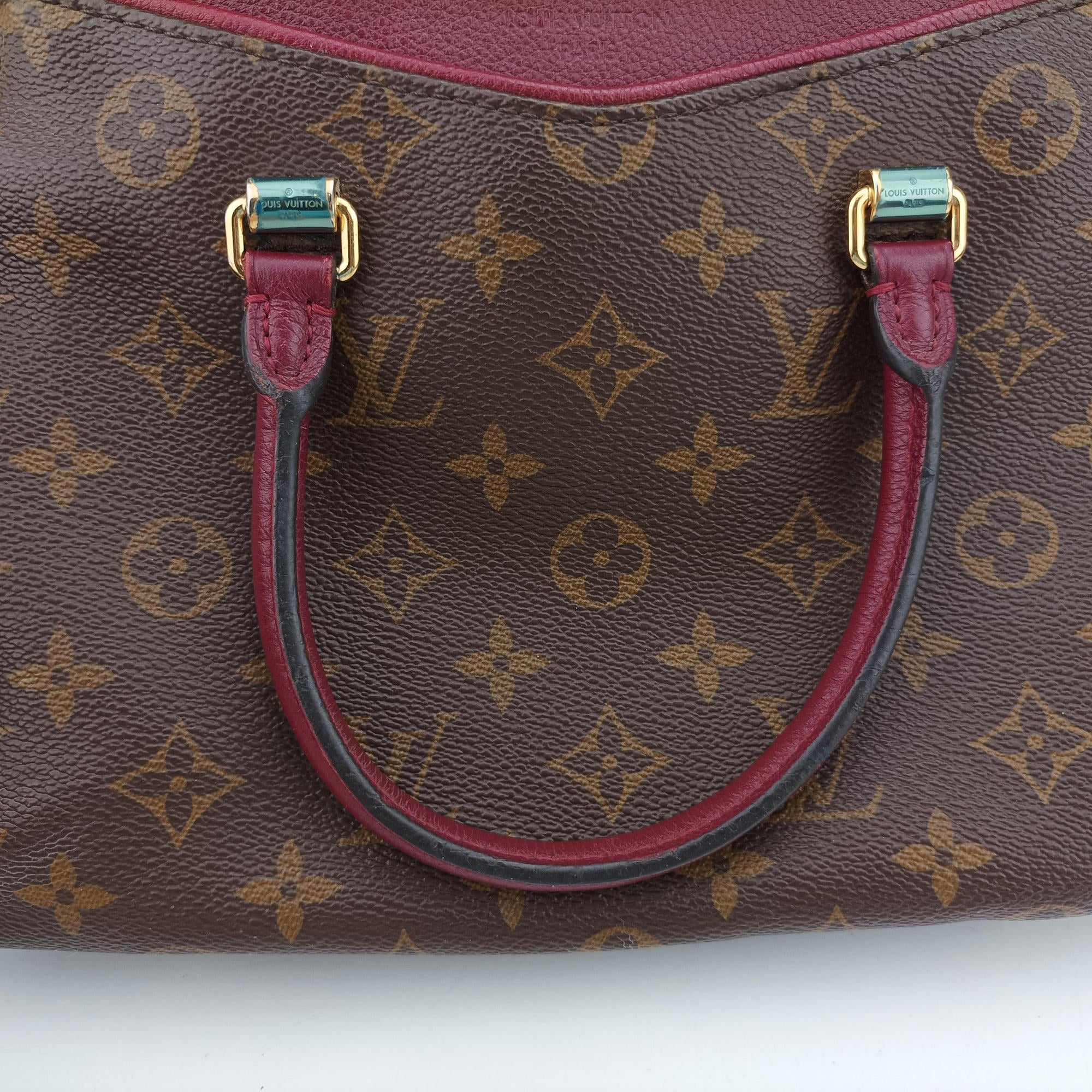 Vintage Louis Vuitton PALLAS brown×CERISE Monogram Canvas×calf leather M41175 shoulderbag | stylenewstar