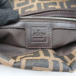 Pre-owned Fendi Zucca Baguette Brown canvas×leather 26796 shoulderbag | stylenewstar