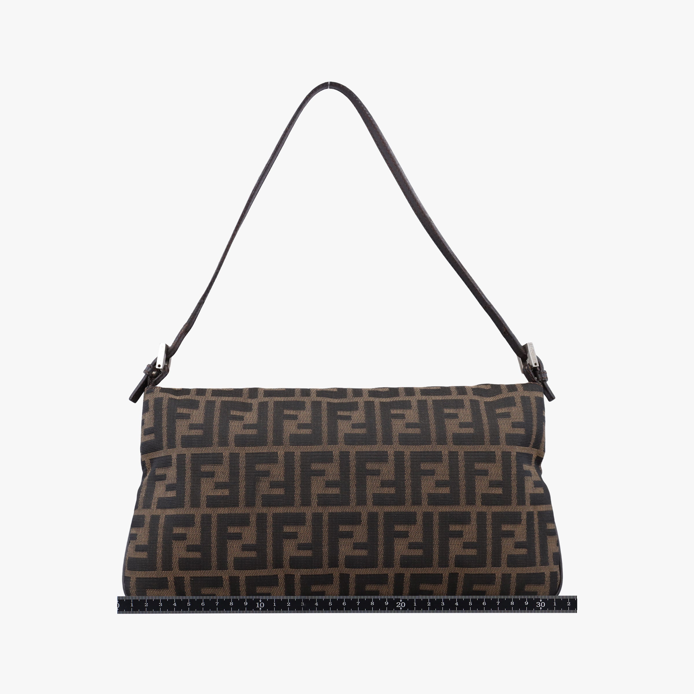 Pre-owned Fendi Zucca Baguette Brown canvas×leather 26796 shoulderbag | stylenewstar