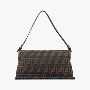 Pre-owned Fendi Zucca Baguette Brown canvas×leather 26796 shoulderbag | stylenewstar