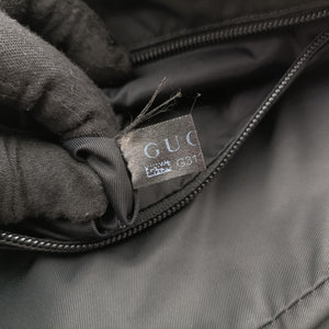 Pre-owned Gucci Guccissima Black canvas×leather 162783 shoulderbag | stylenewstar