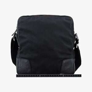 Pre-owned Gucci Guccissima Black canvas×leather 162783 shoulderbag | stylenewstar