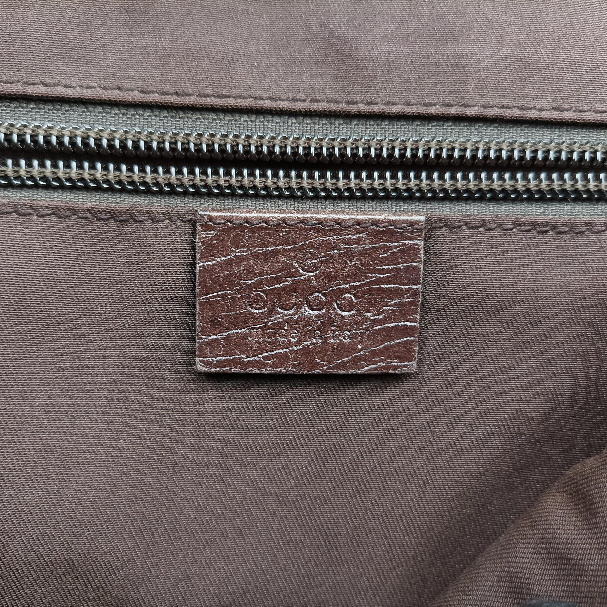 Secondhand Gucci GG Supreme Double Buckle Beige × Dark Brown PVC coated canvas 122373 shoulderbag | stylenewstar