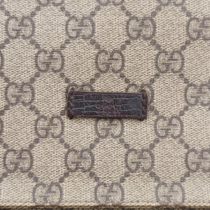 Secondhand Gucci GG Supreme Double Buckle Beige × Dark Brown PVC coated canvas 122373 shoulderbag | stylenewstar
