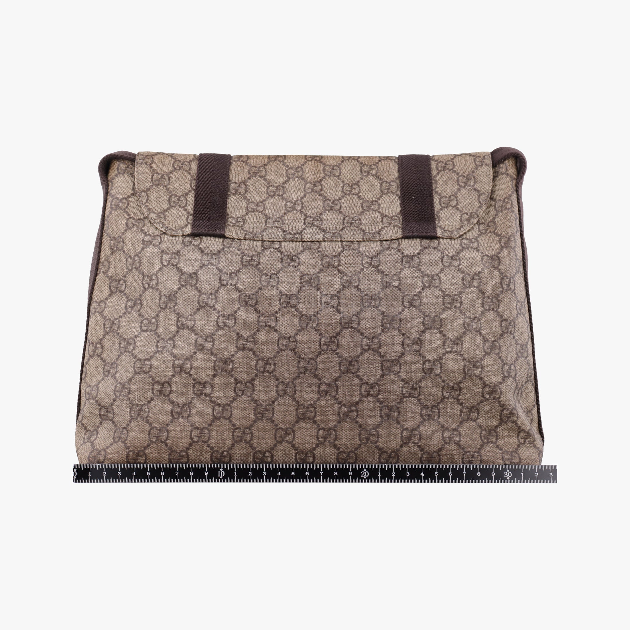 Secondhand Gucci GG Supreme Double Buckle Beige × Dark Brown PVC coated canvas 122373 shoulderbag | stylenewstar