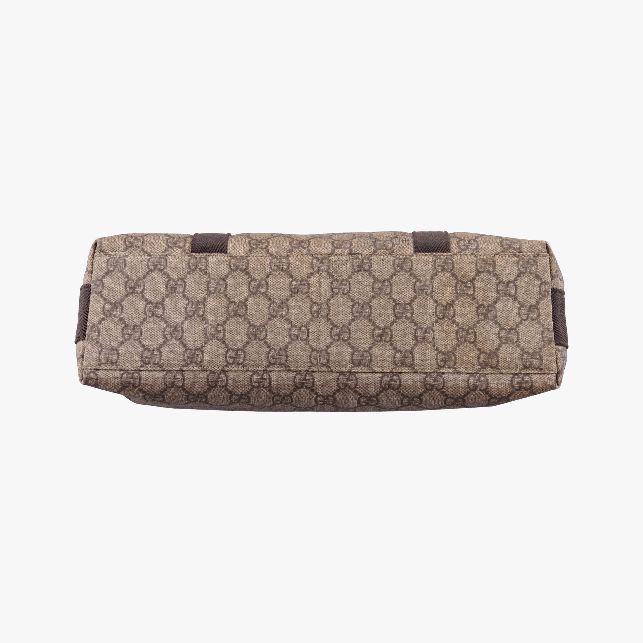 Secondhand Gucci GG Supreme Double Buckle Beige × Dark Brown PVC coated canvas 122373 shoulderbag | stylenewstar