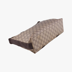 Secondhand Gucci GG Supreme Double Buckle Beige × Dark Brown PVC coated canvas 122373 shoulderbag | stylenewstar