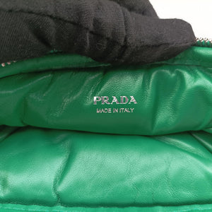 Pre-owned Prada triangle mini Green Leather 1NR015 shoulderbag | stylenewstar
