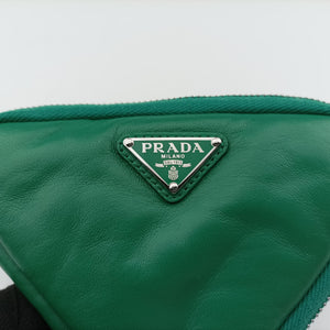 Pre-owned Prada triangle mini Green Leather 1NR015 shoulderbag | stylenewstar