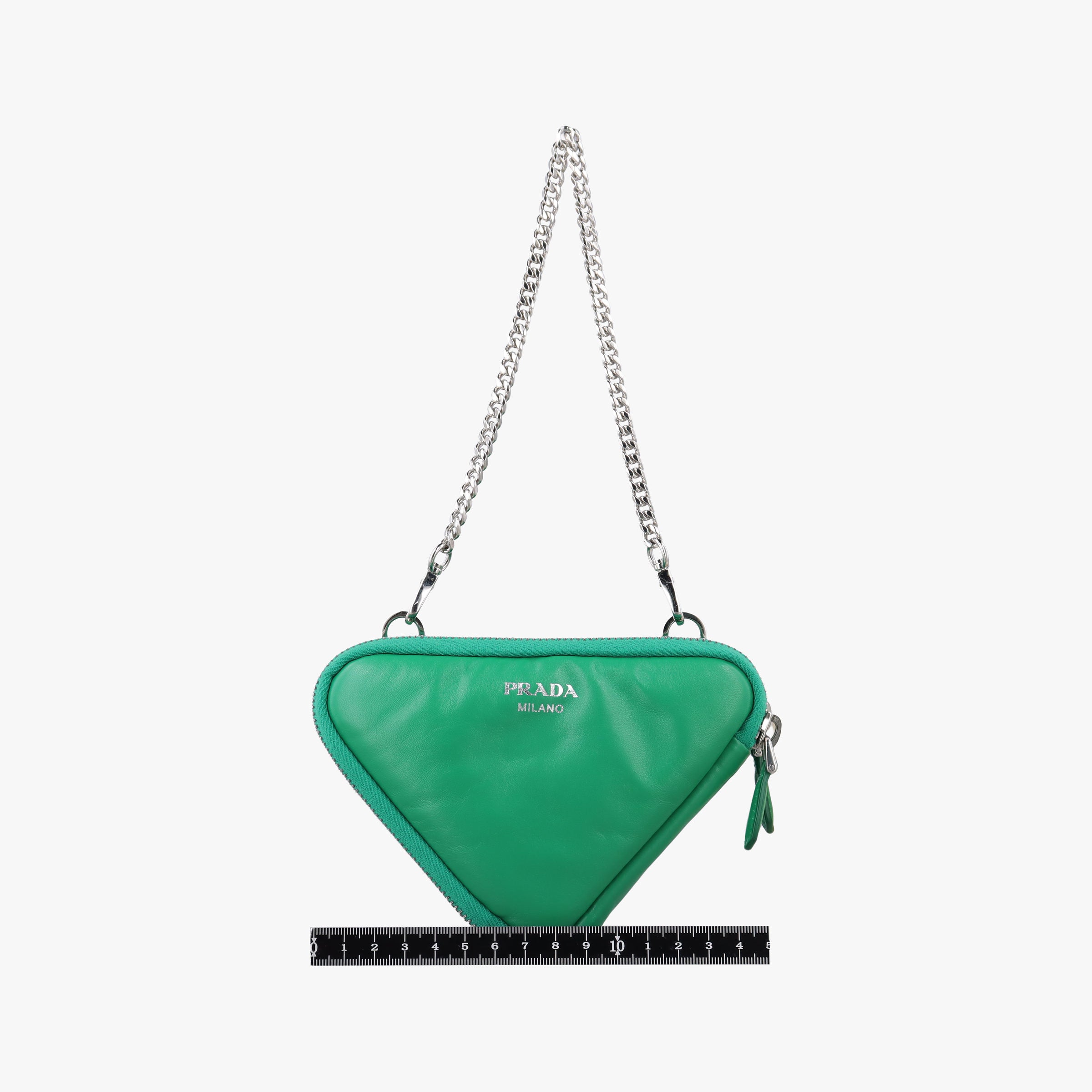 Pre-owned Prada triangle mini Green Leather 1NR015 shoulderbag | stylenewstar