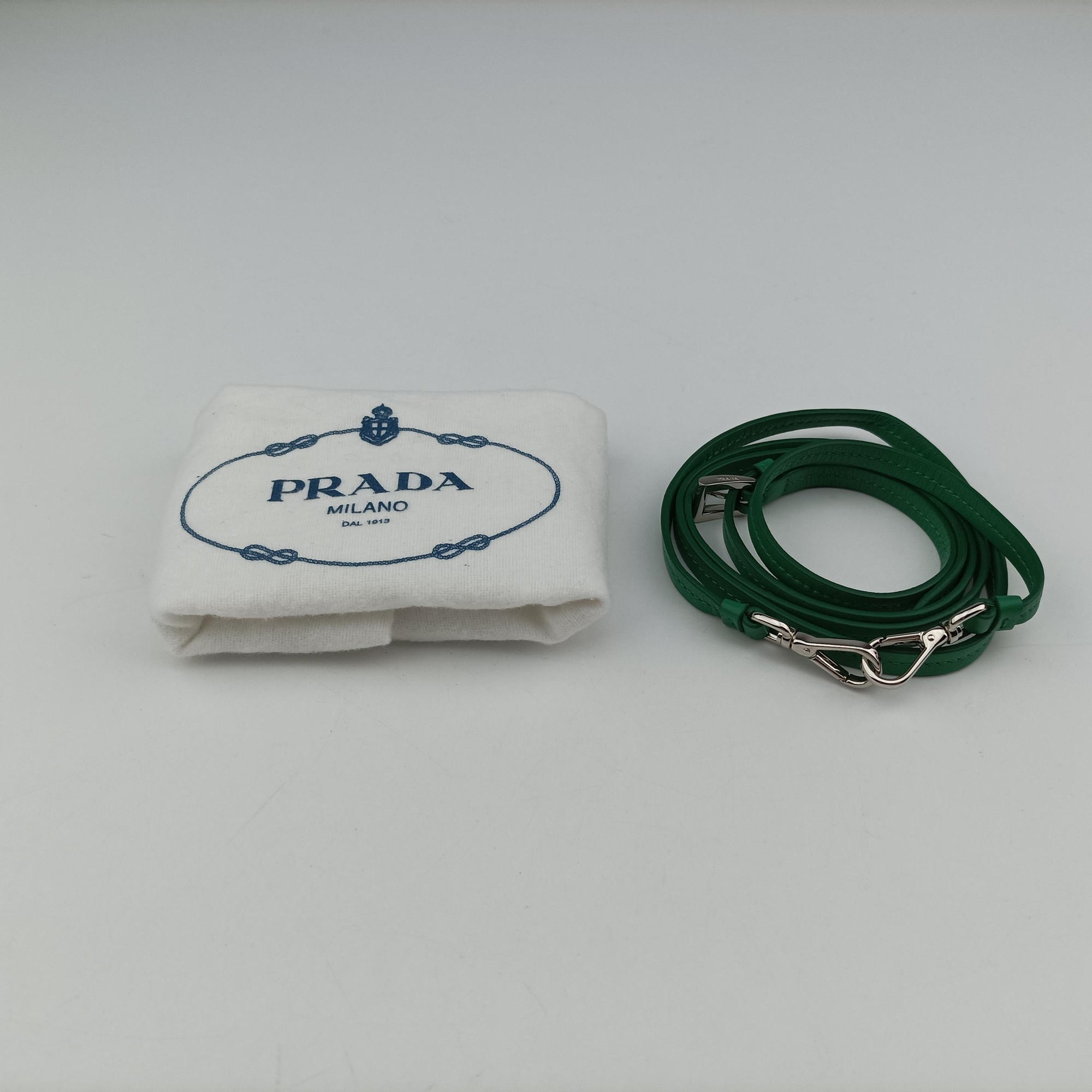 Pre-owned Prada triangle mini Green Leather 1NR015 shoulderbag | stylenewstar