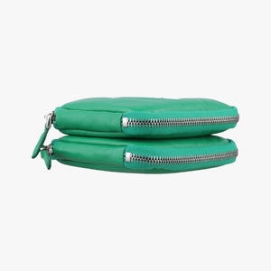 Pre-owned Prada triangle mini Green Leather 1NR015 shoulderbag | stylenewstar