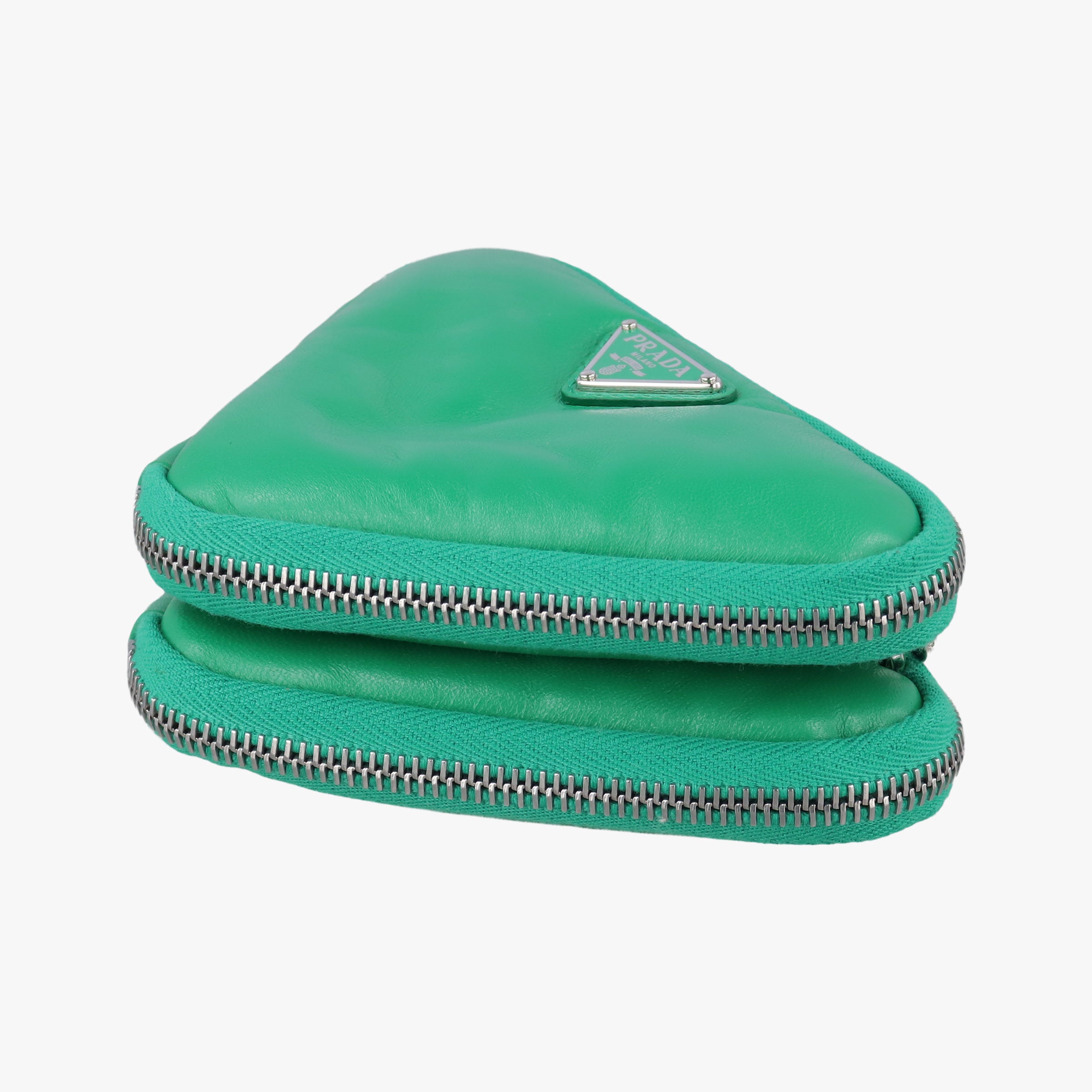 Pre-owned Prada triangle mini Green Leather 1NR015 shoulderbag | stylenewstar