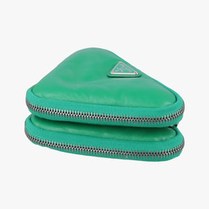 Pre-owned Prada triangle mini Green Leather 1NR015 shoulderbag | stylenewstar