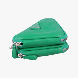 Pre-owned Prada triangle mini Green Leather 1NR015 shoulderbag | stylenewstar