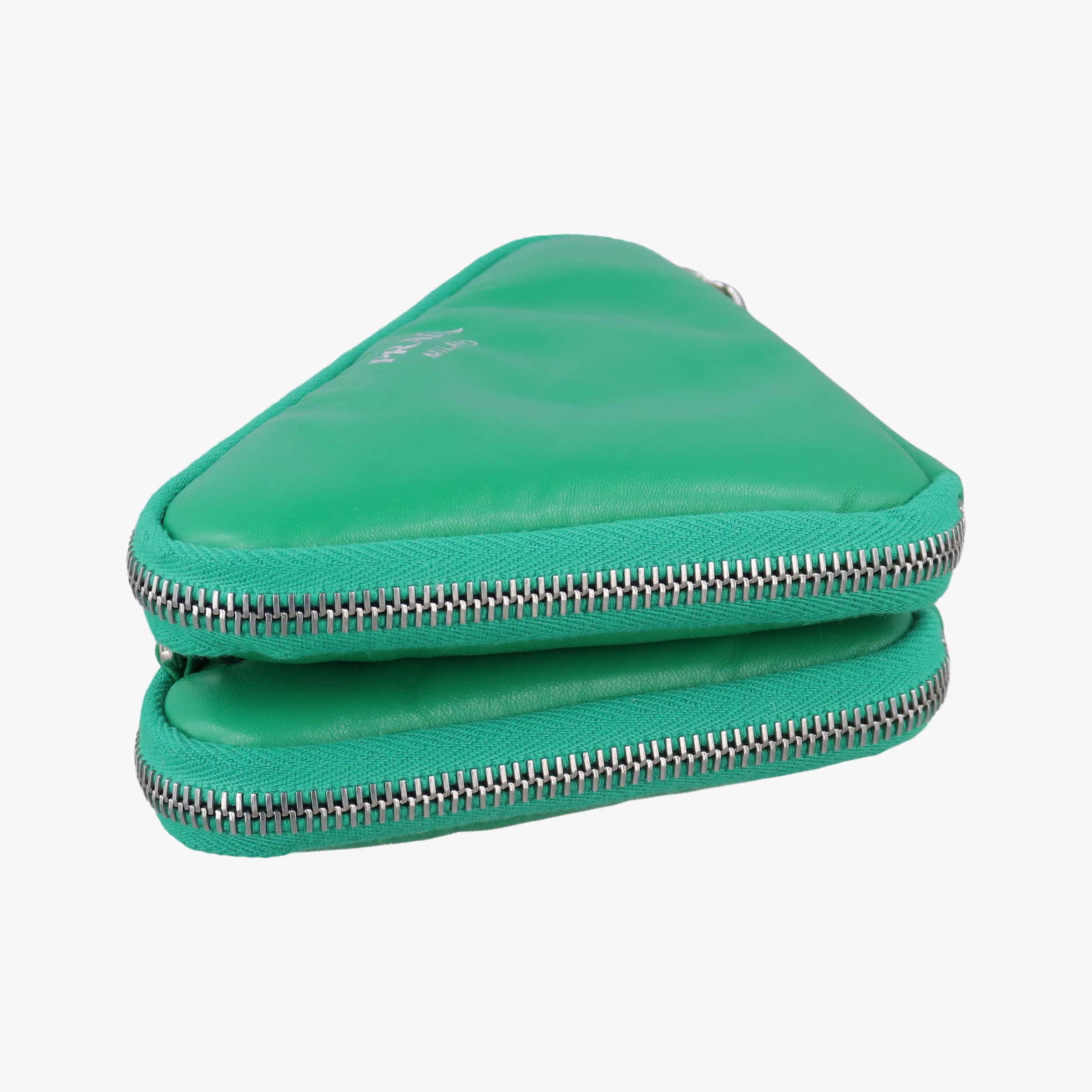 Pre-owned Prada triangle mini Green Leather 1NR015 shoulderbag | stylenewstar