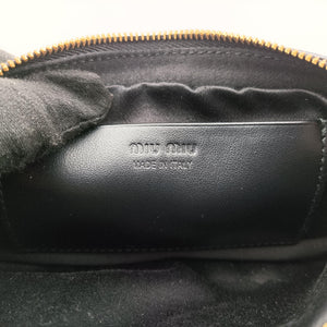 Pre-owned Miu Miu logo Black leather  bum bag/waist bag | stylenewstar