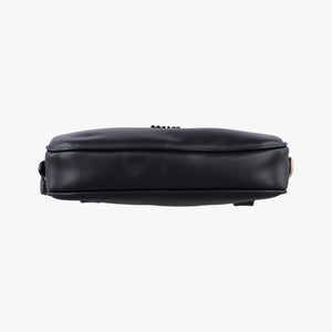 Pre-owned Miu Miu logo Black leather  bum bag/waist bag | stylenewstar