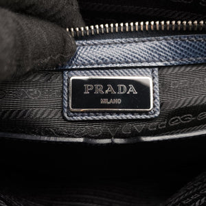 Vintage Prada Stripe Navy × Blue × Gray Saffiano Leather  shoulderbag | stylenewstar