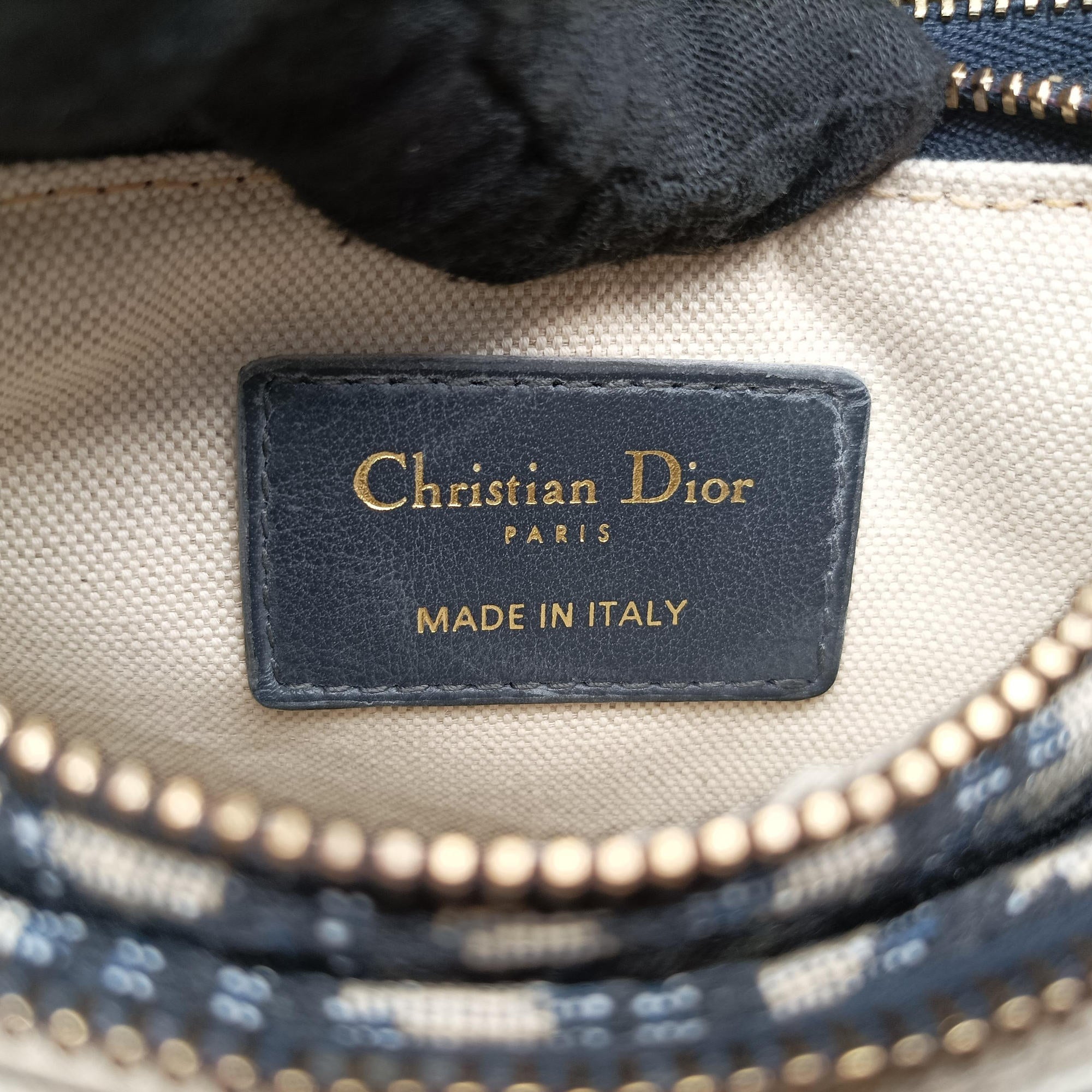 Pre-owned Christian Dior Saddle Navy Jacquard×Leather  shoulderbag | stylenewstar