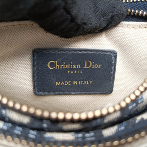Pre-owned Christian Dior Saddle Navy Jacquard×Leather  shoulderbag | stylenewstar