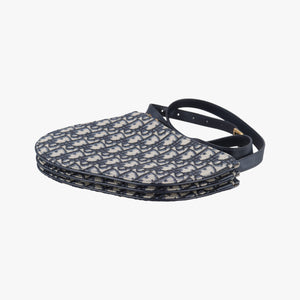 Pre-owned Christian Dior Saddle Navy Jacquard×Leather  shoulderbag | stylenewstar
