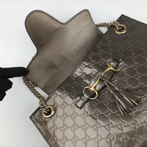 Pre-owned Gucci Emily Dark gold Patent Leather 295403 shoulderbag | stylenewstar