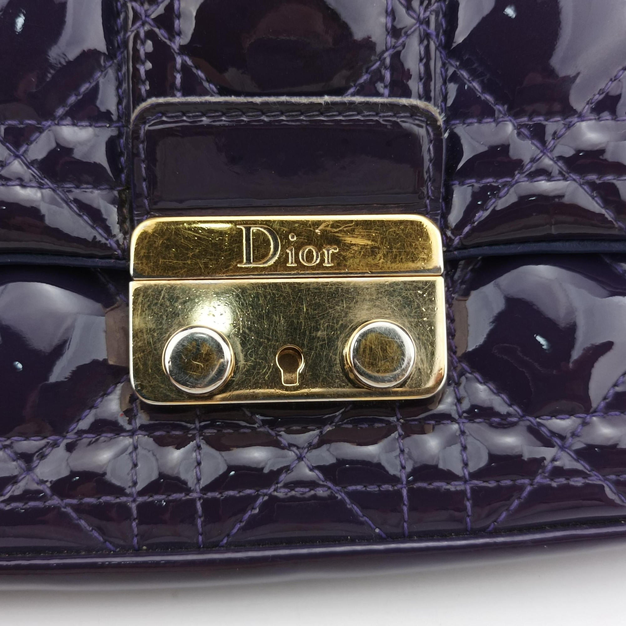 Vintage Christian Dior Miss Dior Cannage New Rock Purple Patent  shoulderbag | stylenewstar