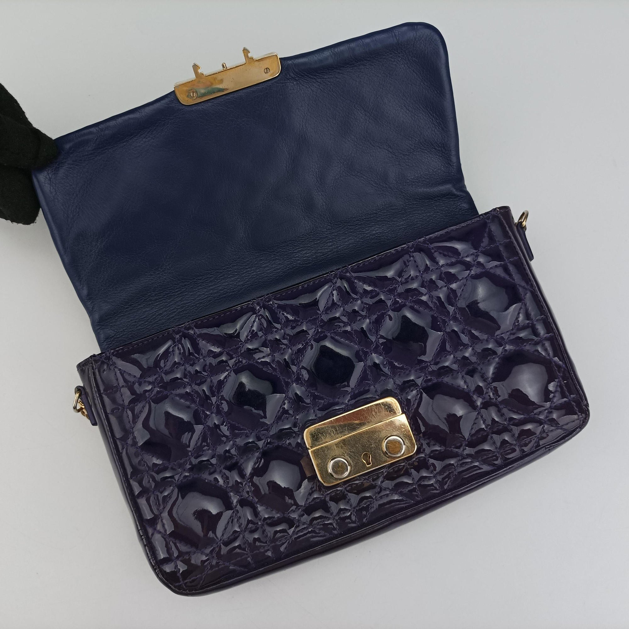 Vintage Christian Dior Miss Dior Cannage New Rock Purple Patent  shoulderbag | stylenewstar