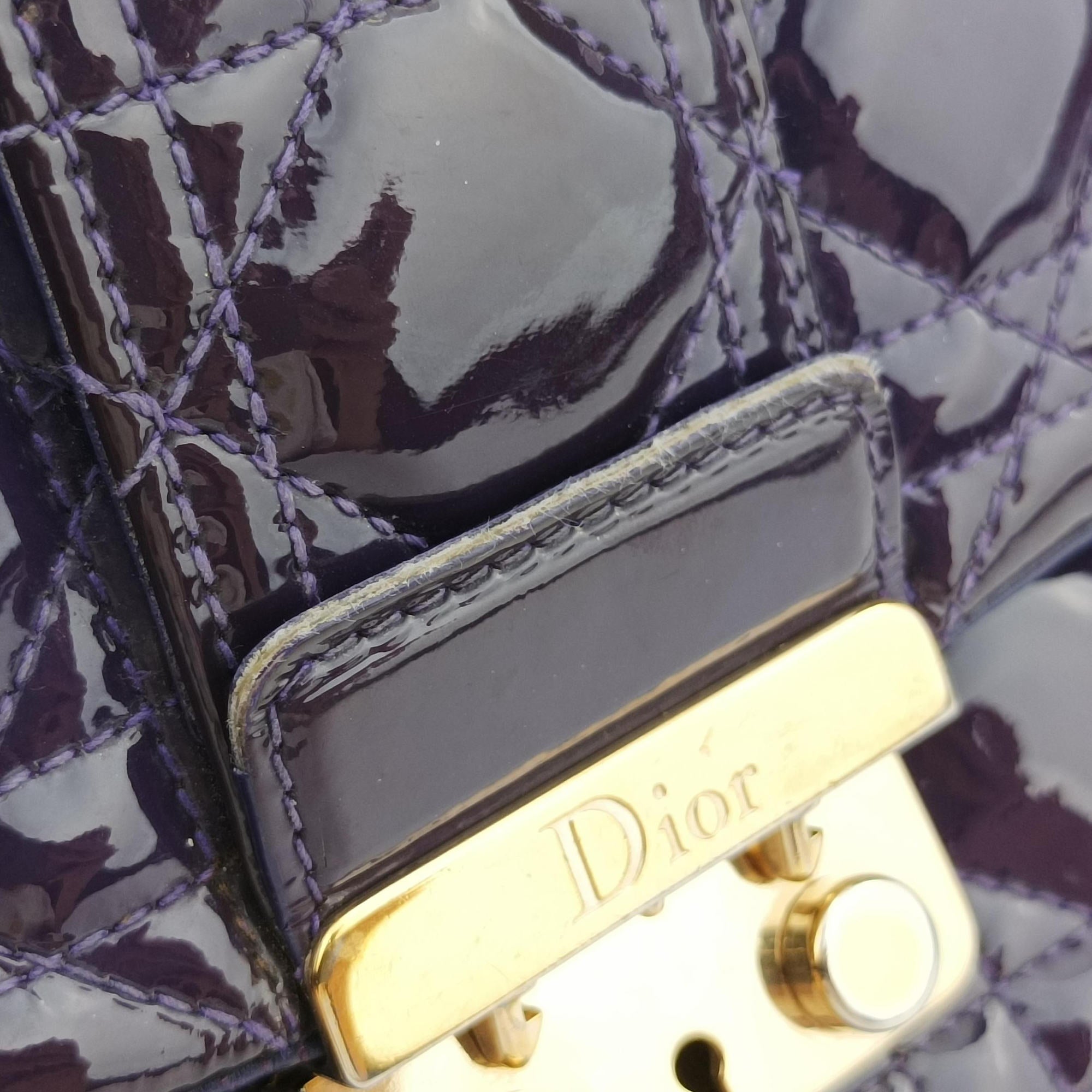 Vintage Christian Dior Miss Dior Cannage New Rock Purple Patent  shoulderbag | stylenewstar